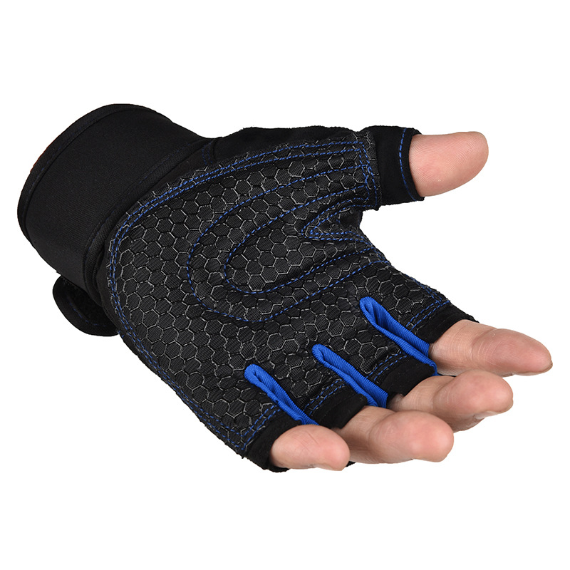 Fitness Gloves Half Finger Men and Women Non-Slip Breathable Summer Weightlifting Hand Guard Dumbbell Equipment Training Long Wristband Riding Gloves