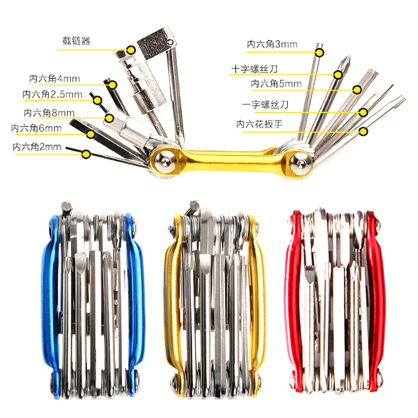 Bicycle Tool 11-in-1 Multi-Purpose Function Combination Mountain Bike Tool with T25 Chain Cutter Riding Equipment Bicycle Tool 11-in-1 Multi-Purpose Function Combination Mountain Bike Tool with T25 Chain Cutter Riding Equipment