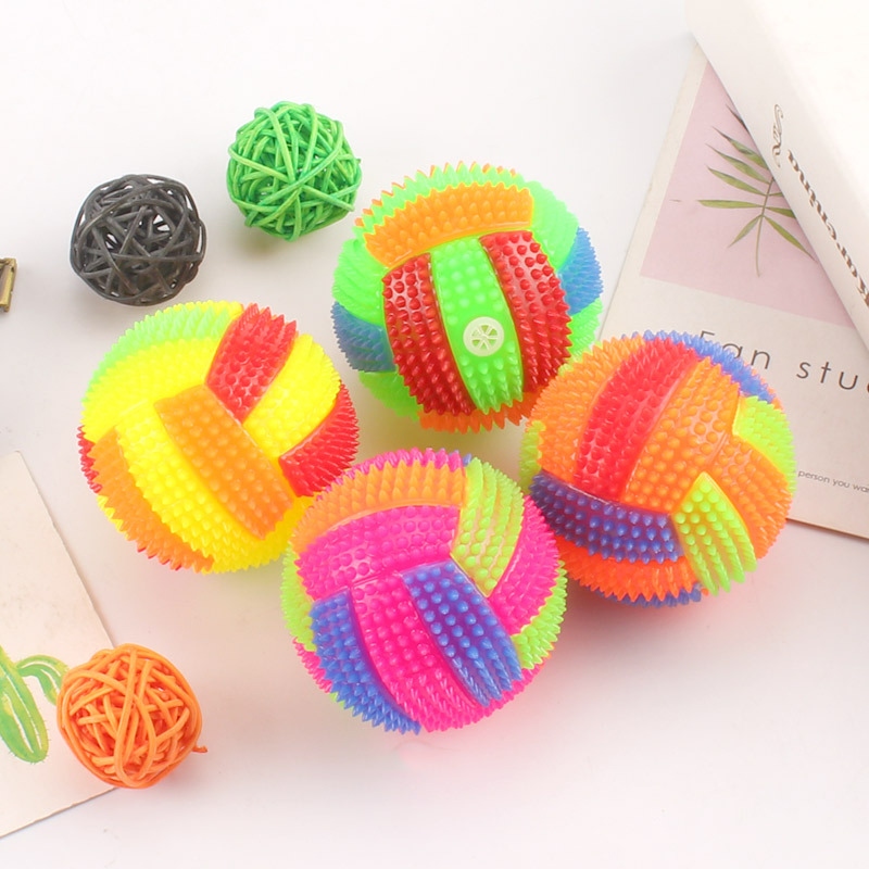 New Glowing Volleyball Elastic Ball Massage Ball Glowing Football with Whistle Acanthosphere Glowing Stall Supply Wholesale