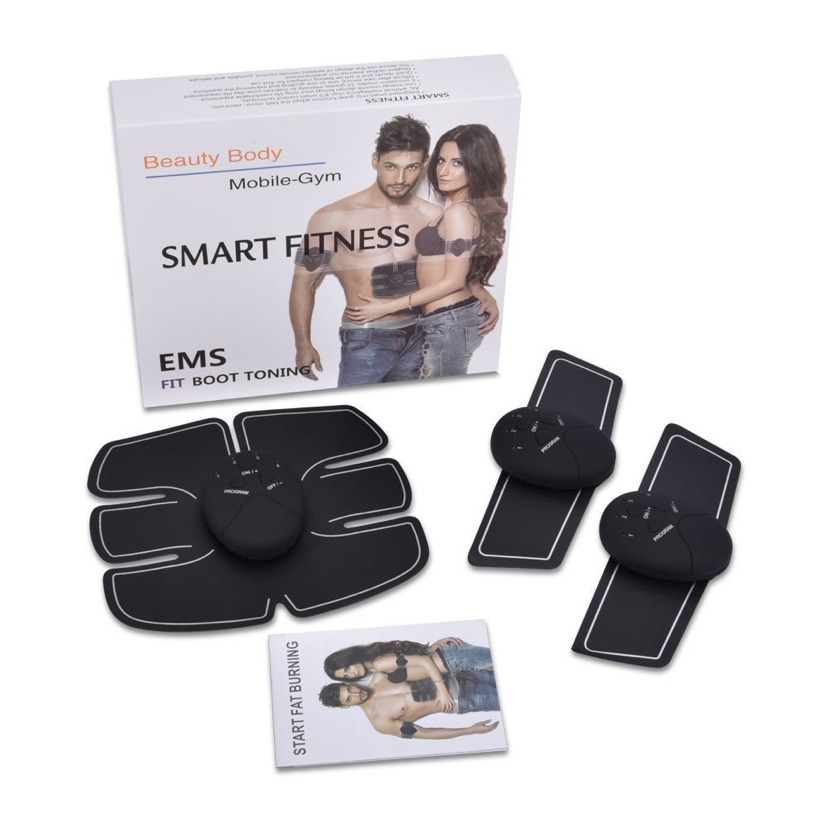 Cross-Border Hot EMS AB Rocket Fitness Apparatus Smart Abdominal Wheel Home Lazy Fitness Equipment Abdominal Stickers Three-Piece Set