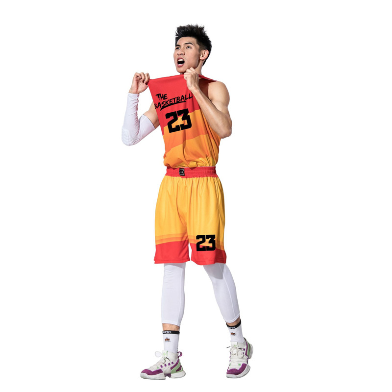 Basketball Wear Set DIY Customized Male and Female Students Autumn Competition Training Sports Vest Gradient Color Jersey Wholesale