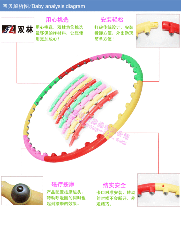 Shuanglin Hula detachable magnet hard massage Hula Hoop Hula Hoop weight waist increased the hoop Shuanglin Hula detachable magnet hard massage Hula Hoop Hula Hoop weight waist increased the hoop