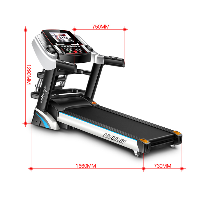 An electric treadmill with a 7-inch color display for home use