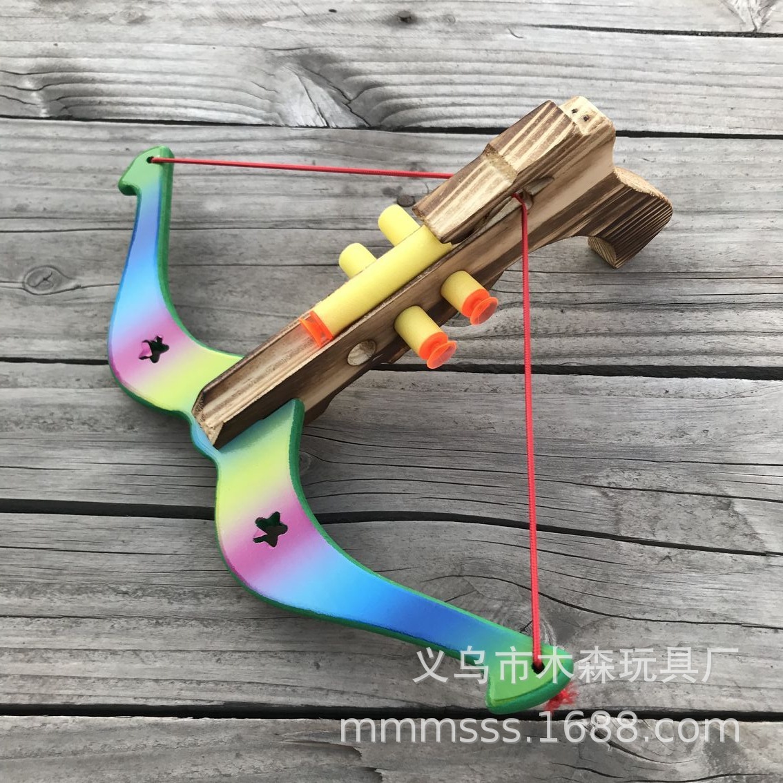 Factory Non-Destructive Sponge Soft Elastic Sucker Toy Bow Horn Crossbow Color Printing Wooden Bow and Arrow Children Outdoor Shooting
