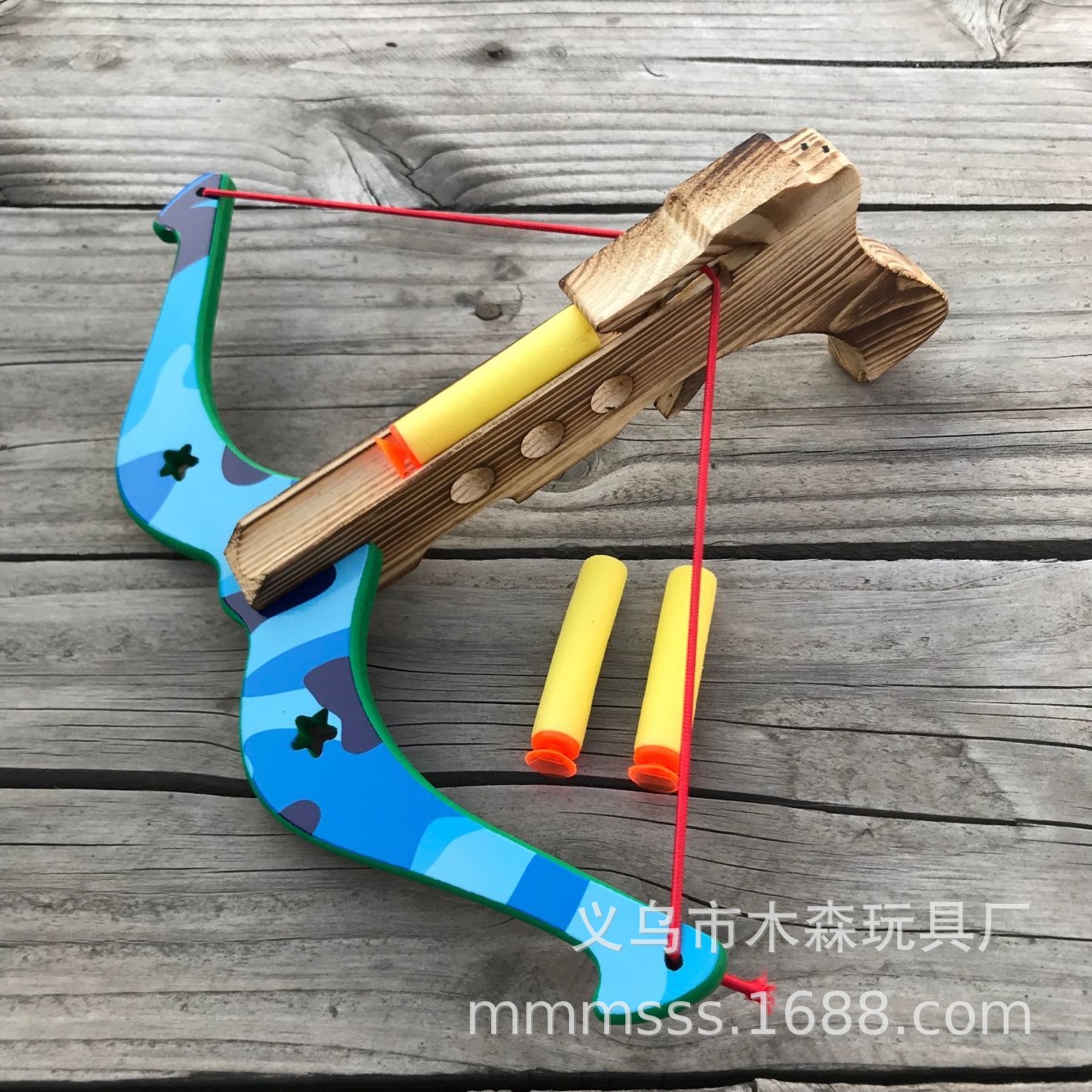 Factory Non-Destructive Sponge Soft Elastic Sucker Toy Bow Horn Crossbow Color Printing Wooden Bow and Arrow Children Outdoor Shooting