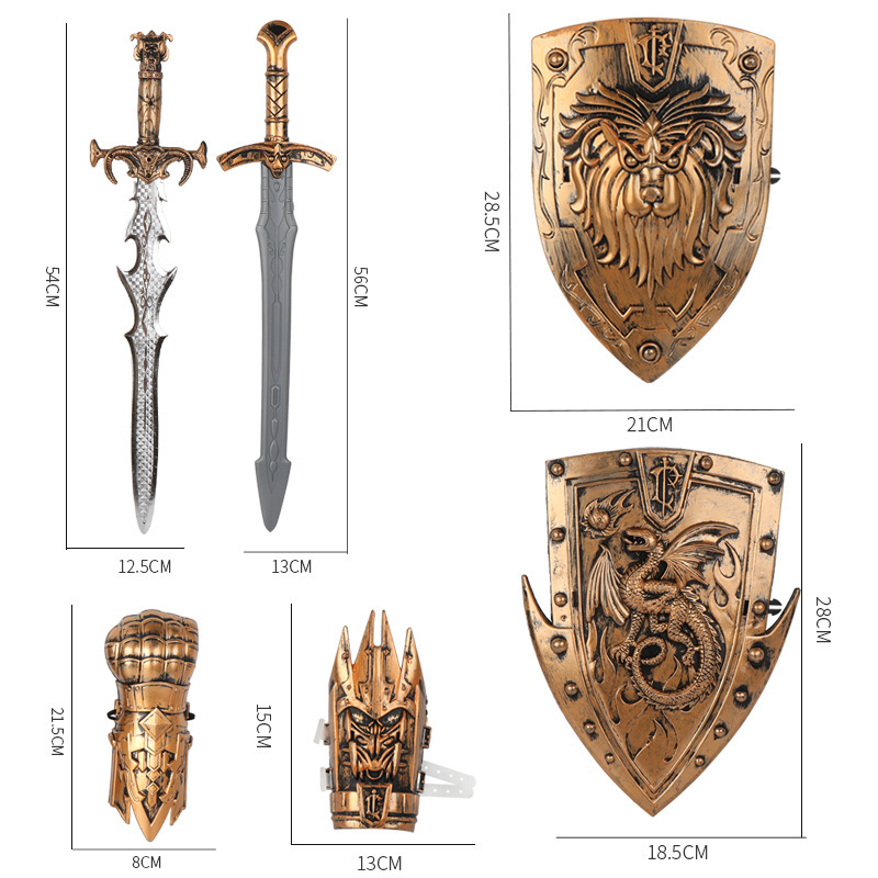 Gang Factory Direct Sales Children's Toy Bow and Arrow Weapon Bronze Combat Gear Set Bronze Flash Band Sound Combat Gear