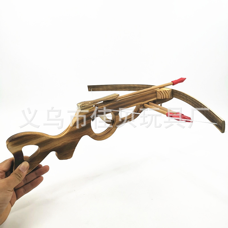 Antique Toy Bamboo Wooden Cross Bow Crossbow Gun Toy Outdoor Shooting Soft Rubber Non-Destructive Bow and Arrow Crossbow
