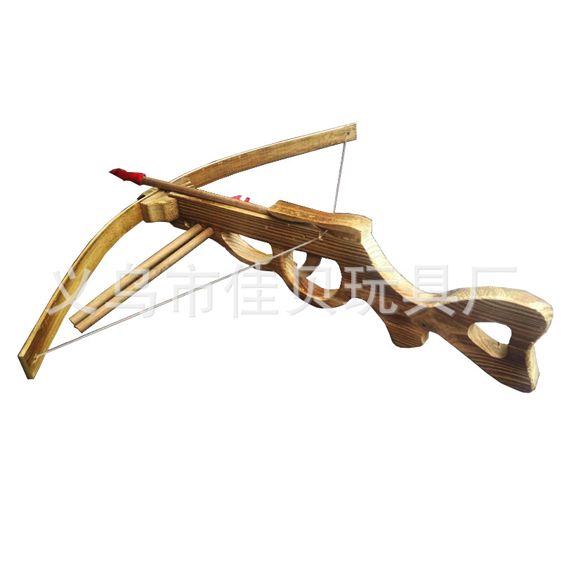 Antique Toy Bamboo Wooden Cross Bow Crossbow Gun Toy Outdoor Shooting Soft Rubber Non-Destructive Bow and Arrow Crossbow
