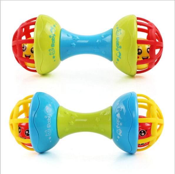 Educational Funny Soft Teether Fitness Ball Toddler Spherical Rattle Dumbbell Baby Learn to Crawl Toys Baby Teether Ball