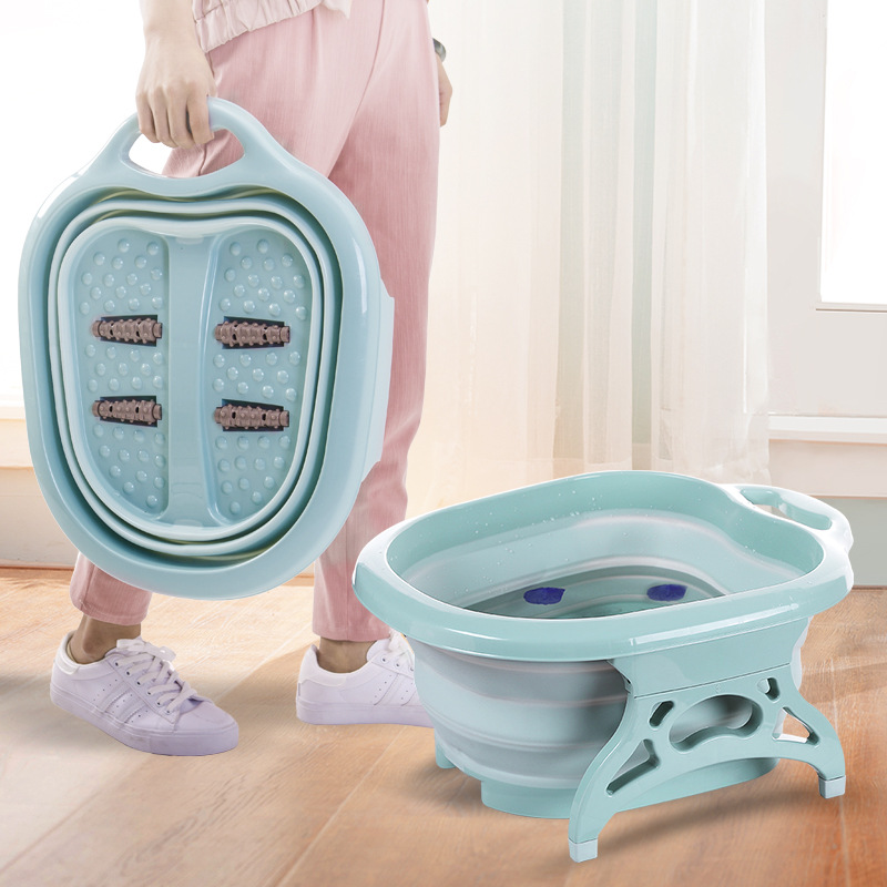 New Roller Folding Foot Bath Tub Portable Feet Bathing Tub Wash Foot Basin Home Travel Feet-Washing Basin