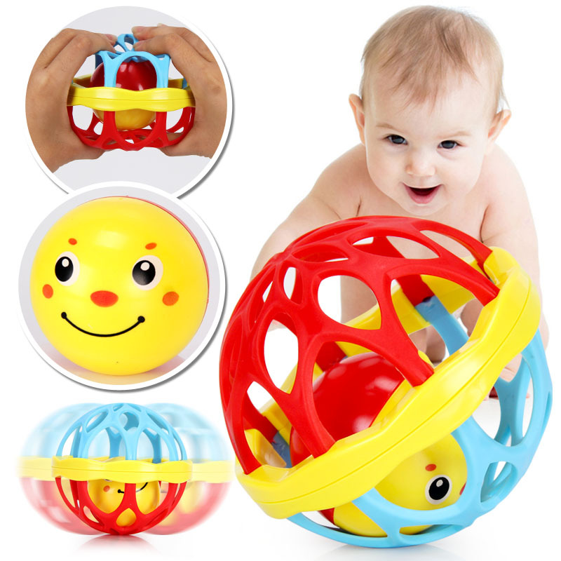 0-3 Years Old Baby&#039;s Rattle Soft Rubber Fitness Ball Educational Fitness Baby&#039;s Holding Ball Baby Toy Bell Soft Rubber Ball