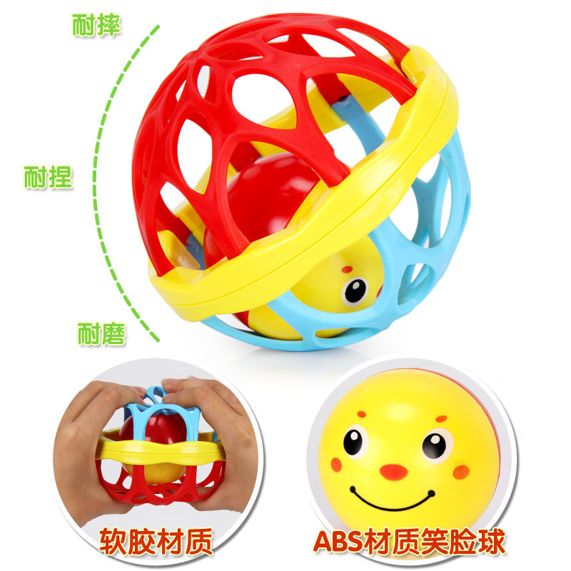 0-3 Years Old Baby&#039;s Rattle Soft Rubber Fitness Ball Educational Fitness Baby&#039;s Holding Ball Baby Toy Bell Soft Rubber Ball