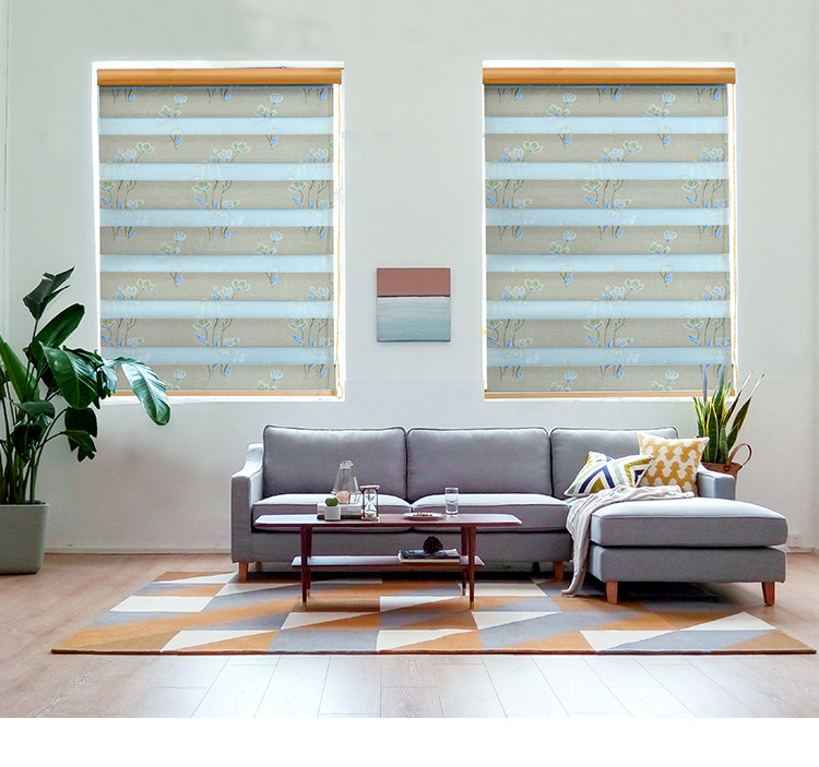 Factory Wholesale Room Darkening Roller Shade Jacquard Soft Gauze Curtain Rainbow Curtain Sun Moon Curtain Hotel Manual Electric Curtain