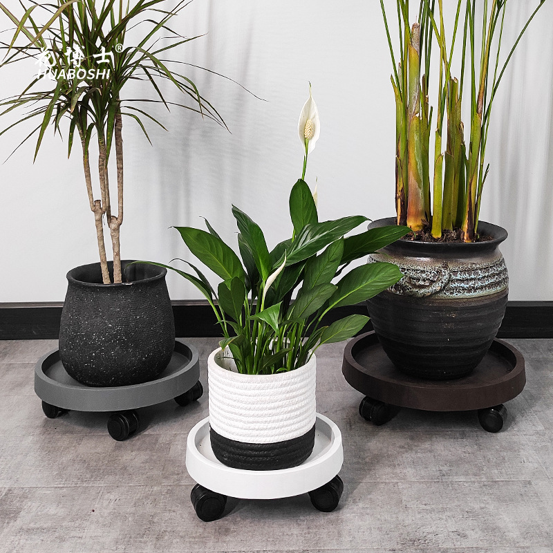Boshi Hua Wheel Holder Flowerpot Tray Tempered Wheel Base with Wheel Universal Wheel Movable Roller round Water Pan