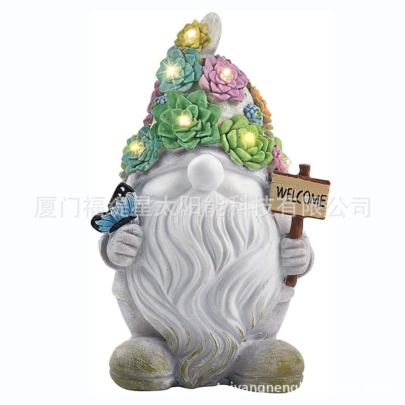 Cross-Border New Solar Energy Resin Decorations Elf Statue Garden Dwarf Dwarf Outdoor Courtyard Lawn Decoration Cross-Border New Solar Energy Resin Decorations Elf Statue Garden Dwarf Dwarf Outdoor Courtyard Lawn Decoration