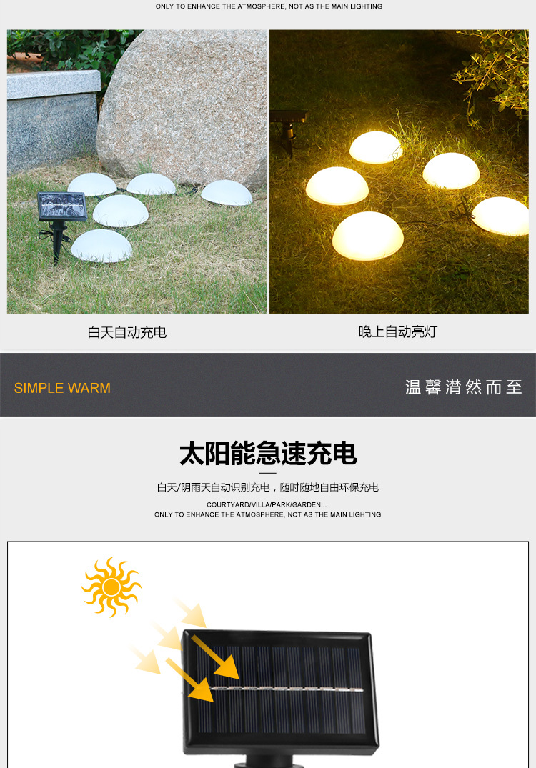 Solar One-Drag Five-Hemisphere Lamp Outdoor Lamp Park Villa Landscape Decoration Garden Lamp Led Lawn Ground Plugged Light