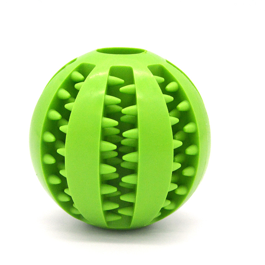 Pet Supplies Customized Molar Teeth Cleaning Food Dropping Ball Puzzle Bite Dog Toy Oval Rugby Teether Ball