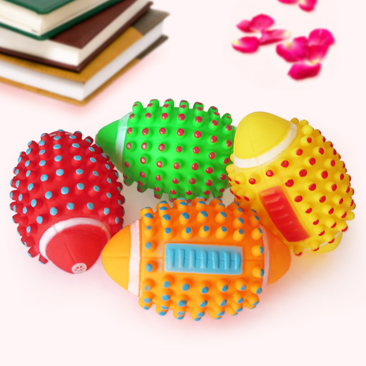 Vinyl Thorn Rugby Pet Toy Ball Spherical Dog Toy Sound Molar Long Lasting
