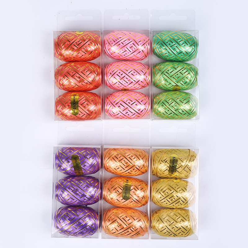 Color ribbon 5mm*10m 3 rugby balls/PVC ribbon decorated Christmas gift packaging box