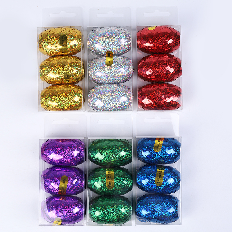 Color ribbon 5mm*10m 3 rugby balls/PVC ribbon decorated Christmas gift packaging box