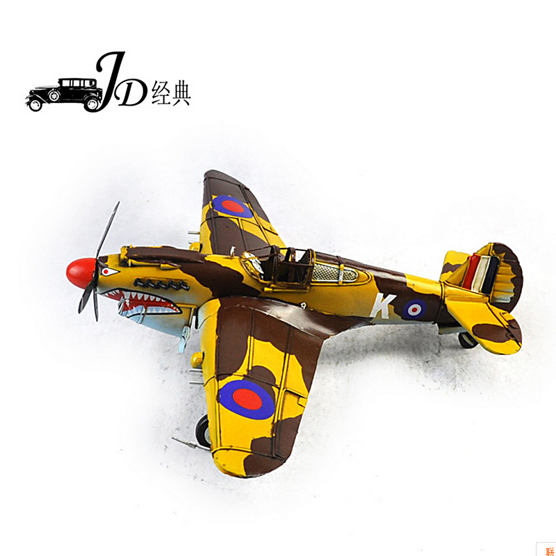 Handmade iron ornaments America aid China P-40 World War II Flying Tigers fighter model