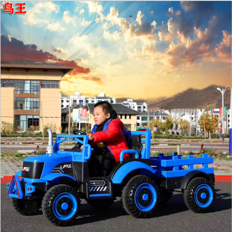 Children large tractor electric car toy car can sit people four wheels with a tug remote control off-road