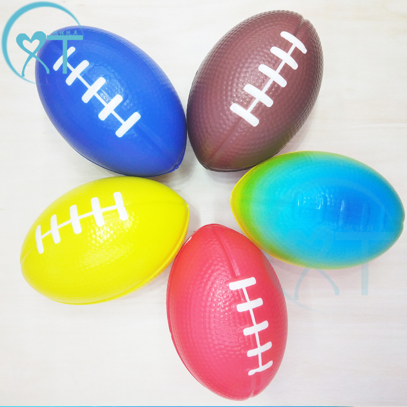 Exclusive for Cross-Border Manufacturer Sponge 9cm Pu Ball Coffee Rugby PU Foam Elastic Ball Vent Stress Relief Ball Customization