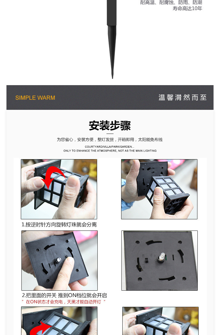 Outdoor LED Solar Small GD Ground Lamp Small House Lamp Grass Decoration Lawn Lamp Courtyard Garden Street Lamp