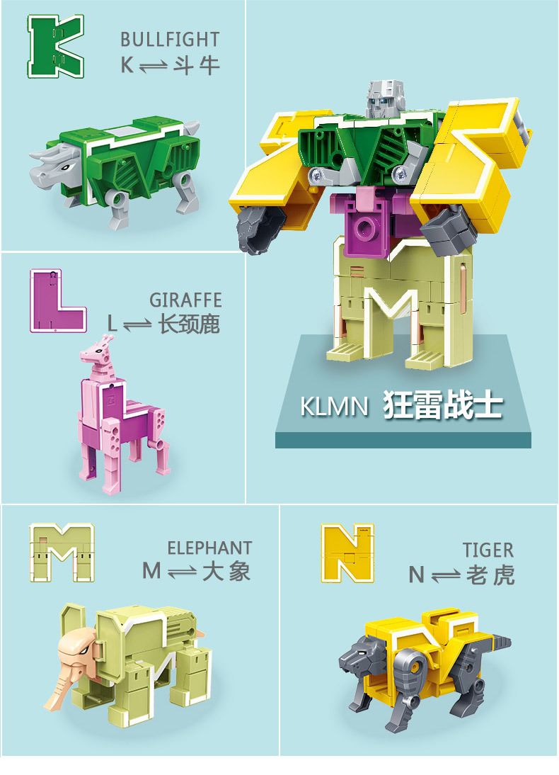 Xinle New Digital Transformation Combination King Kong Team Mech God of War Letter Variant Boy Educational Hands-on Toys