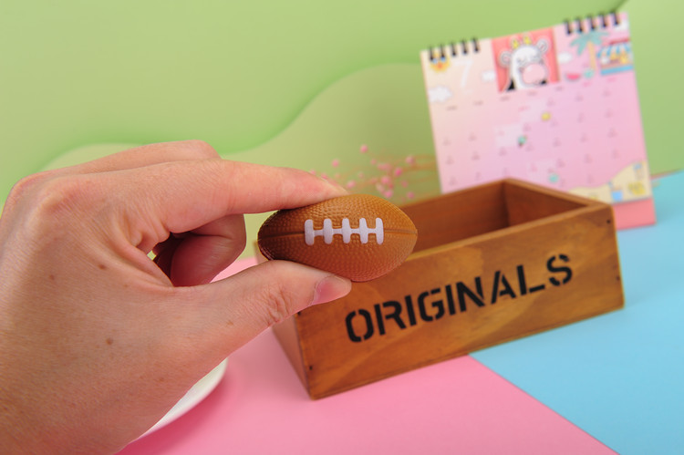 Cross-Border Finger Exercise Vent Toy Sponge Foaming Rugby Stress Vent Elastic Pu Ball Squishy Toys