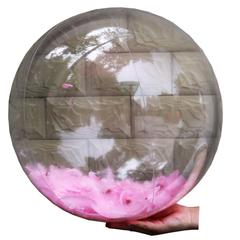 Cross-Border Hotline Ins Hot Sale Internet Celebrity Inflatable Transparent Feather Beach Ball PVC Ball Water Beach Toys