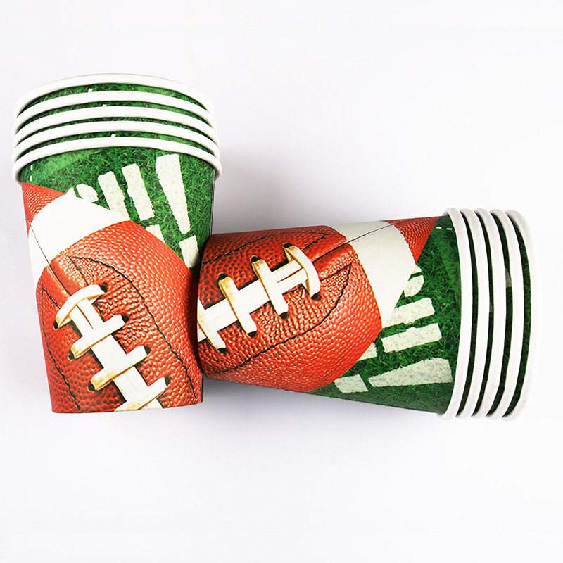Party Supplies Rugby Paper Cup Dinner Plate Paper Towel Disposable Decoration Birthday Party Suit