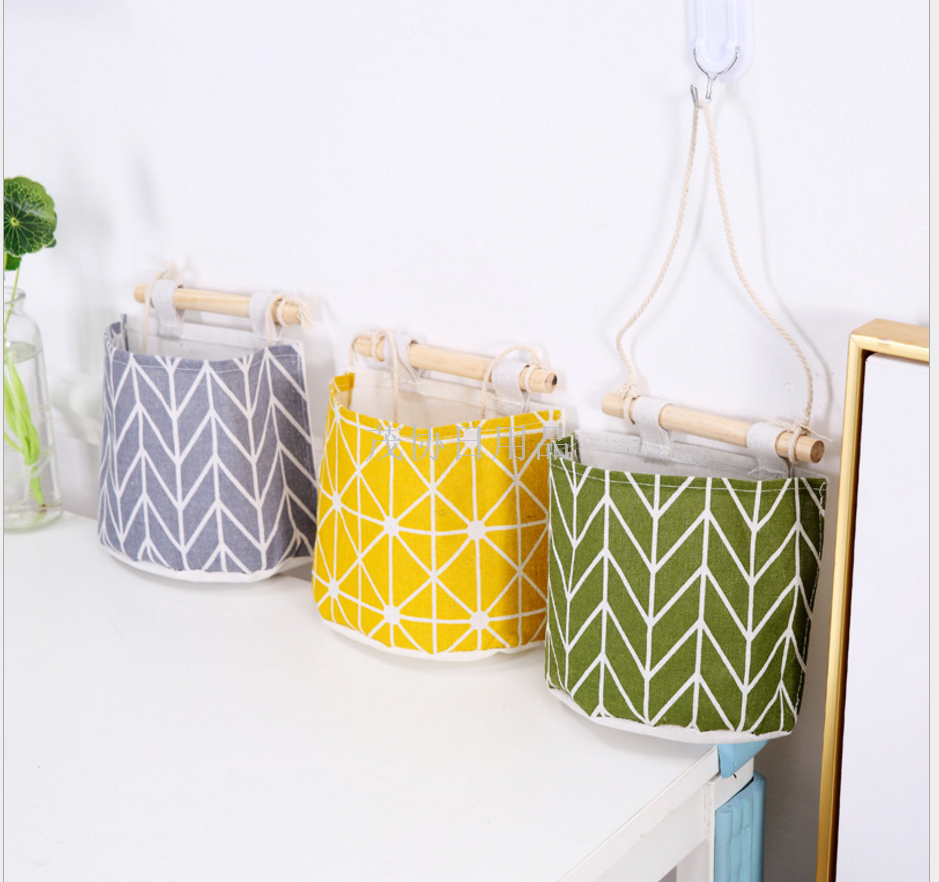 Creative cotton and linen waterproof bag hanging bag single bag hanging bag fabric art door behind the sundry storage ba