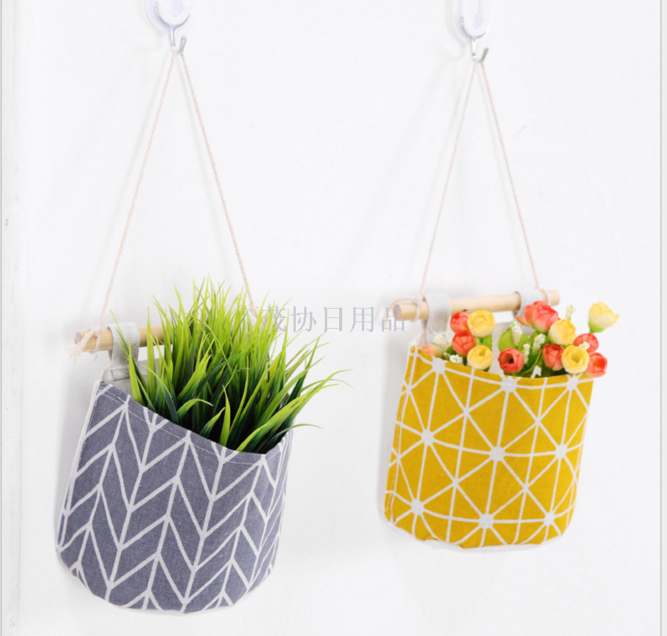Creative cotton and linen waterproof bag hanging bag single bag hanging bag fabric art door behind the sundry storage ba