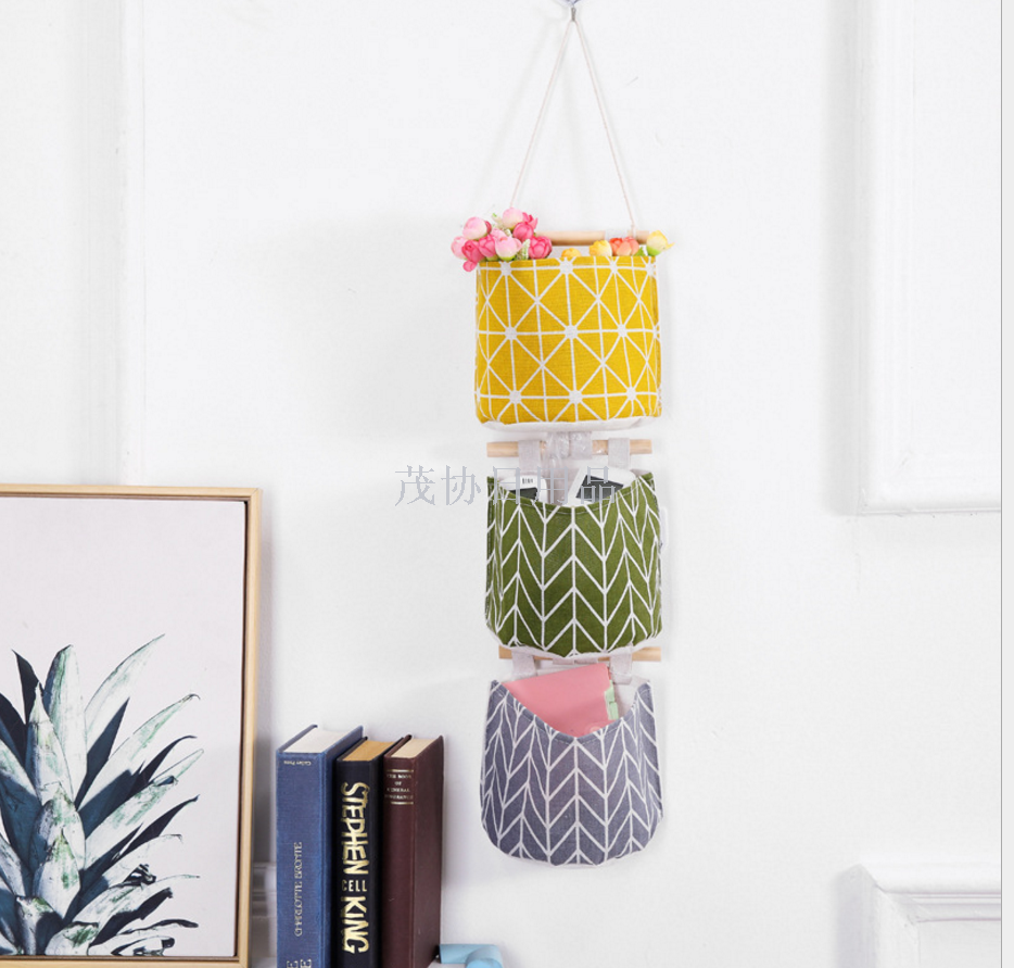 Creative cotton and linen waterproof bag hanging bag single bag hanging bag fabric art door behind the sundry storage ba