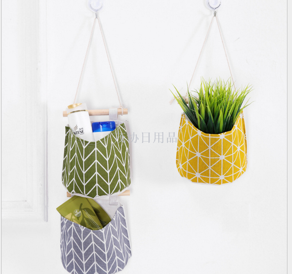 Creative cotton and linen waterproof bag hanging bag single bag hanging bag fabric art door behind the sundry storage ba