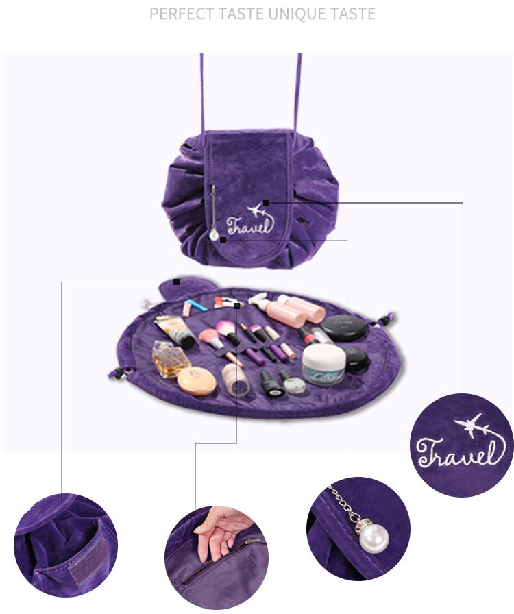 Large Lazy Cosmetic Bag Quick Drawstring Travel Make up Organizer Foldable Toiletry Case Waterproof Bag Large Lazy Cosmetic Bag Quick Drawstring Travel Make up Organizer Foldable Toiletry Case Waterproof Bag