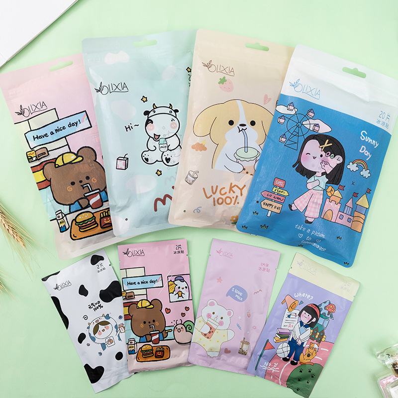 Cartoon Bag Cooling Plaster Cooling Cooling Gel Sheet Summer Summer Summer Student Military Training Heat Radiating Phone Screen Protector Adult Mobile Phone Fever Relief Patch