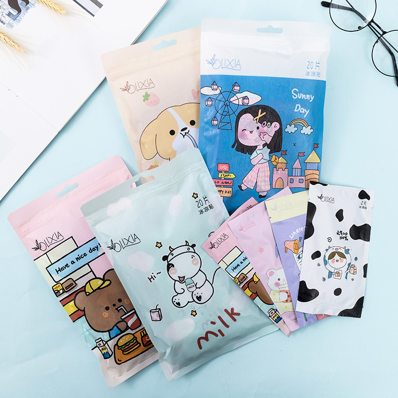 Cartoon Bag Cooling Plaster Cooling Cooling Gel Sheet Summer Summer Summer Student Military Training Heat Radiating Phone Screen Protector Adult Mobile Phone Fever Relief Patch