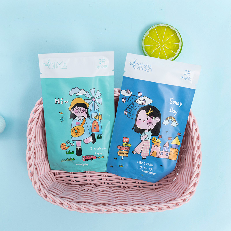Cartoon Bag Cooling Plaster Cooling Cooling Gel Sheet Summer Summer Summer Student Military Training Heat Radiating Phone Screen Protector Adult Mobile Phone Fever Relief Patch