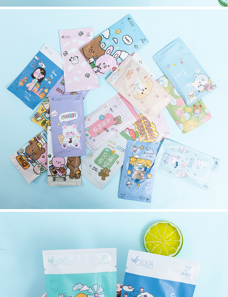 Cartoon Bag Cooling Plaster Cooling Cooling Gel Sheet Summer Summer Summer Student Military Training Heat Radiating Phone Screen Protector Adult Mobile Phone Fever Relief Patch