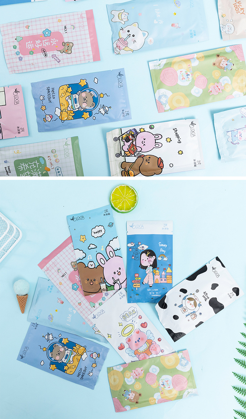 Cartoon Bag Cooling Plaster Cooling Cooling Gel Sheet Summer Summer Summer Student Military Training Heat Radiating Phone Screen Protector Adult Mobile Phone Fever Relief Patch