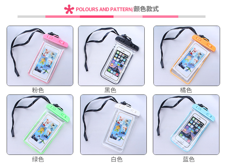 T Luminous Mobile Phone Waterproof Bag Fluorescent Mobile Phone Bag Outdoor Sports Swimming Drifting Underwater Photography Mobile Phone Case