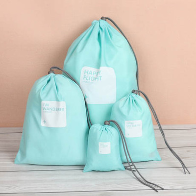 Travel Storage Waterproof Bag Underwear Clothing Shoes Nylon Bundle Pocket Drawstring Bag Ditty Bag 4-Piece Set Printable Logo