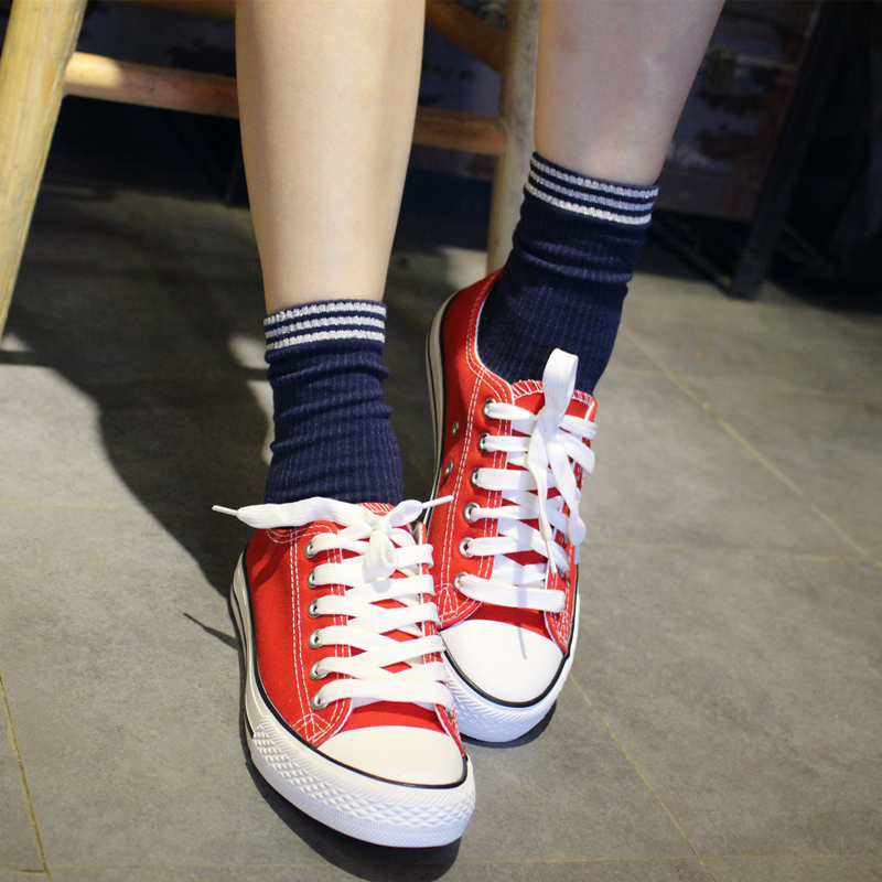 Three bar gold cuff cotton socks socks Shutiao fashion