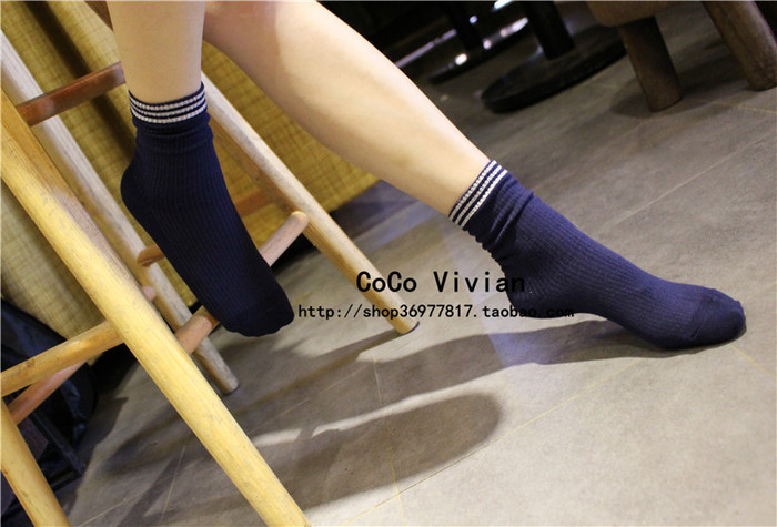 Three bar gold cuff cotton socks socks Shutiao fashion