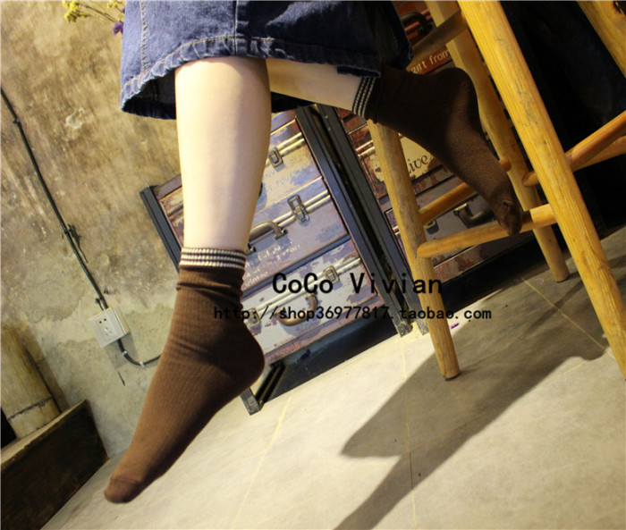 Three bar gold cuff cotton socks socks Shutiao fashion