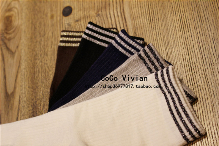 Three bar gold cuff cotton socks socks Shutiao fashion