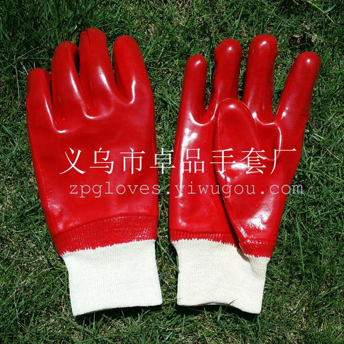 Red cuff PVC dipping oil resistant gloves acid gloves wholesale