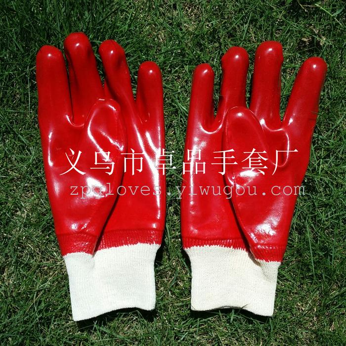 Red cuff PVC dipping oil resistant gloves acid gloves wholesale